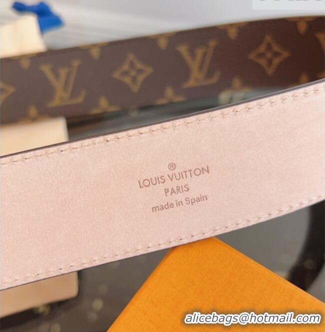 Modern Classic Louis Vuitton Monogram Canvas and Suede Belt 4cm with LV Buckle LV031607 Brown/Shiny Gold 2026