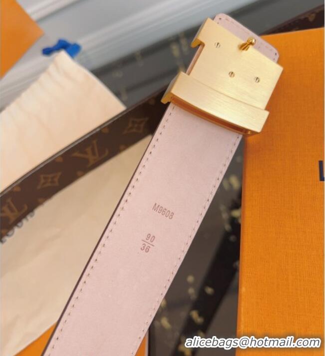 Best Product Louis Vuitton Monogram Canvas and Suede Belt 4cm with LV Buckle LV031607 Brown/Aged Gold 2026