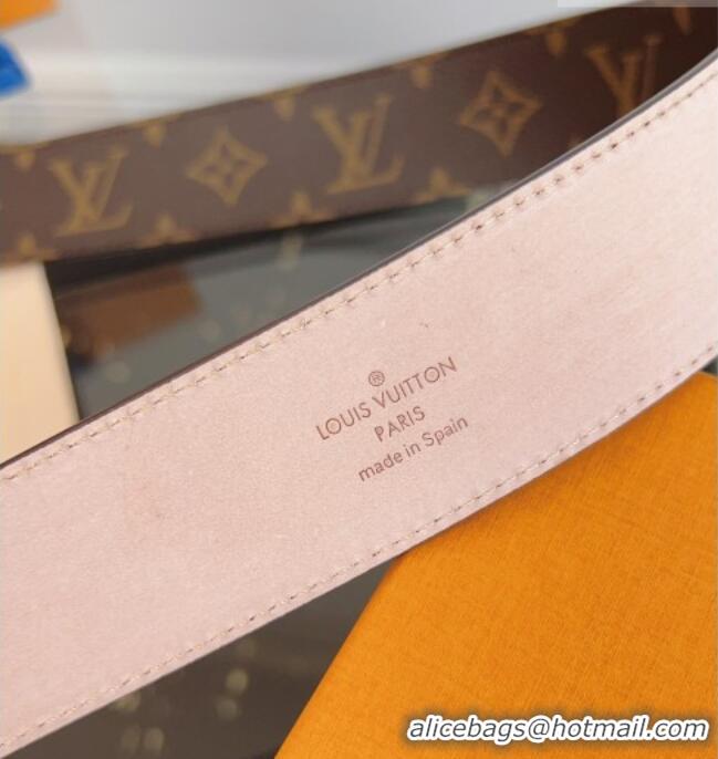 Best Product Louis Vuitton Monogram Canvas and Suede Belt 4cm with LV Buckle LV031607 Brown/Aged Gold 2026