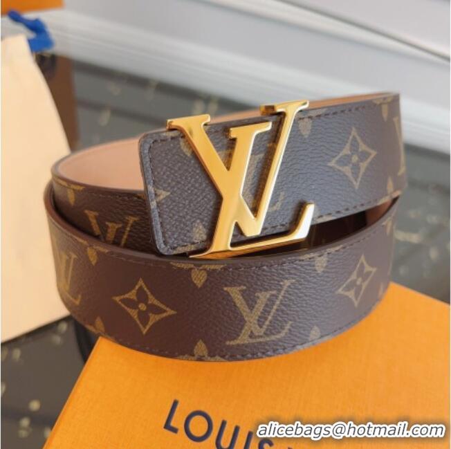 Best Product Louis Vuitton Monogram Canvas and Suede Belt 4cm with LV Buckle LV031607 Brown/Aged Gold 2026