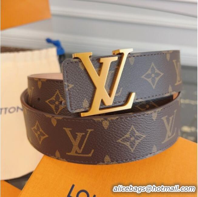 Best Product Louis Vuitton Monogram Canvas and Suede Belt 4cm with LV Buckle LV031607 Brown/Aged Gold 2026