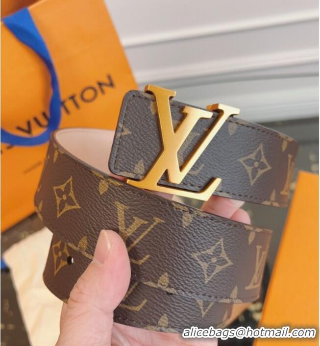 Best Product Louis Vuitton Monogram Canvas and Suede Belt 4cm with LV Buckle LV031607 Brown/Aged Gold 2026
