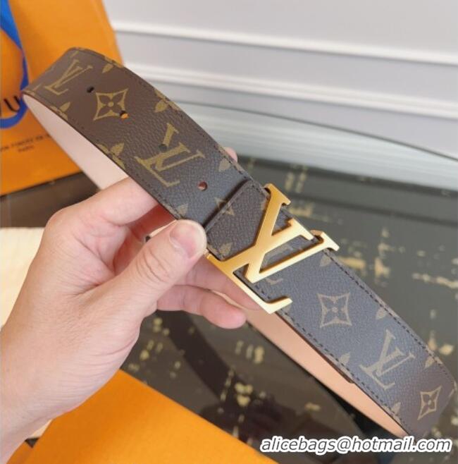 Best Product Louis Vuitton Monogram Canvas and Suede Belt 4cm with LV Buckle LV031607 Brown/Aged Gold 2026