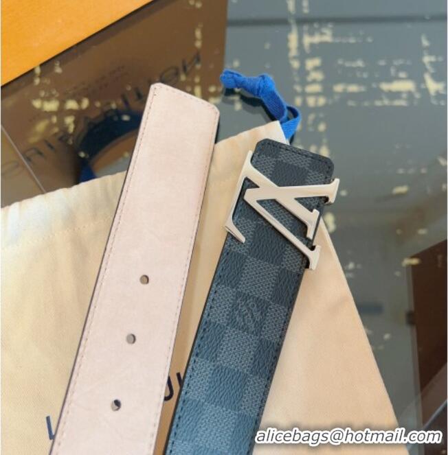 Best Product Louis Vuitton Monogram Canvas and Suede Belt 4cm with LV Buckle LV031607 Black Damier/Silver 2026