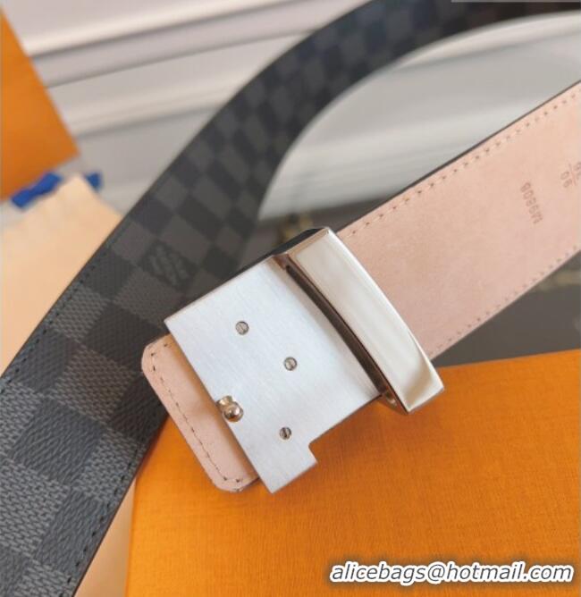 Best Product Louis Vuitton Monogram Canvas and Suede Belt 4cm with LV Buckle LV031607 Black Damier/Silver 2026