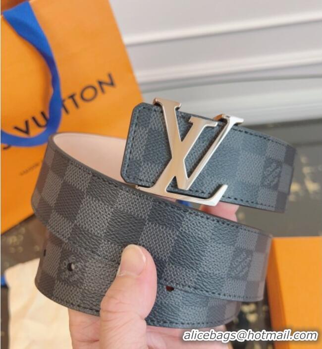 Best Product Louis Vuitton Monogram Canvas and Suede Belt 4cm with LV Buckle LV031607 Black Damier/Silver 2026