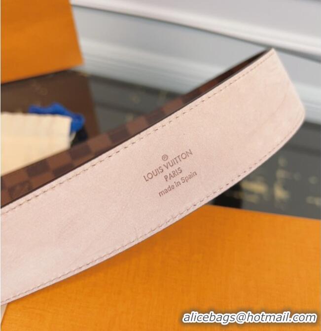 Luxury Cheap Louis Vuitton Monogram Canvas and Suede Belt 4cm with LV Buckle LV031607 Damier Ebene 2026