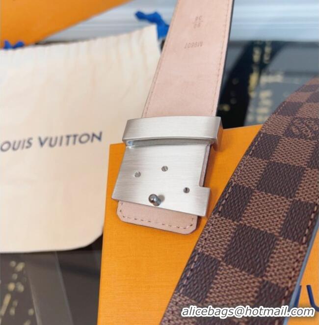 Luxury Cheap Louis Vuitton Monogram Canvas and Suede Belt 4cm with LV Buckle LV031607 Damier Ebene 2026