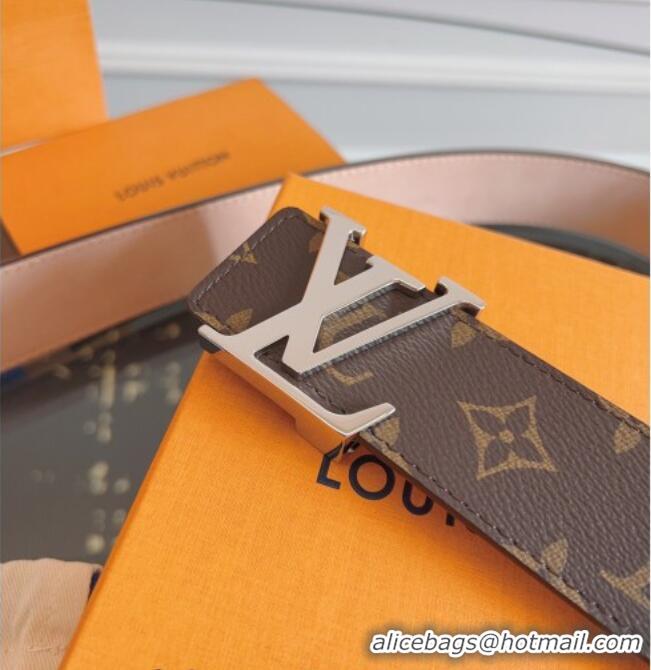 Well Crafted Louis Vuitton Monogram Canvas and Suede Belt 4cm with LV Buckle LV031607 Brown/Shiny Silver 2026
