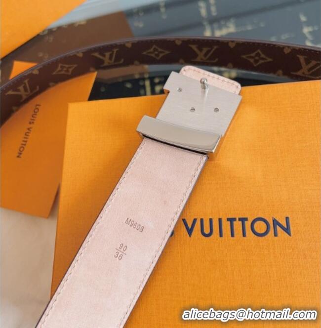 Well Crafted Louis Vuitton Monogram Canvas and Suede Belt 4cm with LV Buckle LV031607 Brown/Shiny Silver 2026