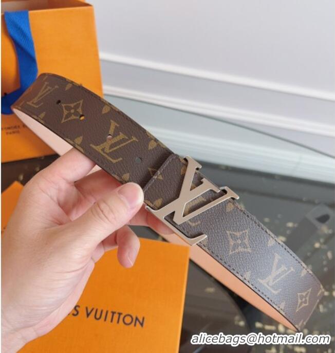 Well Crafted Louis Vuitton Monogram Canvas and Suede Belt 4cm with LV Buckle LV031607 Brown/Shiny Silver 2026