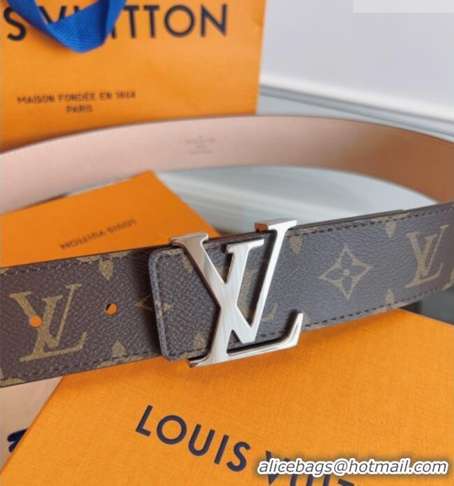 Well Crafted Louis Vuitton Monogram Canvas and Suede Belt 4cm with LV Buckle LV031607 Brown/Shiny Silver 2026