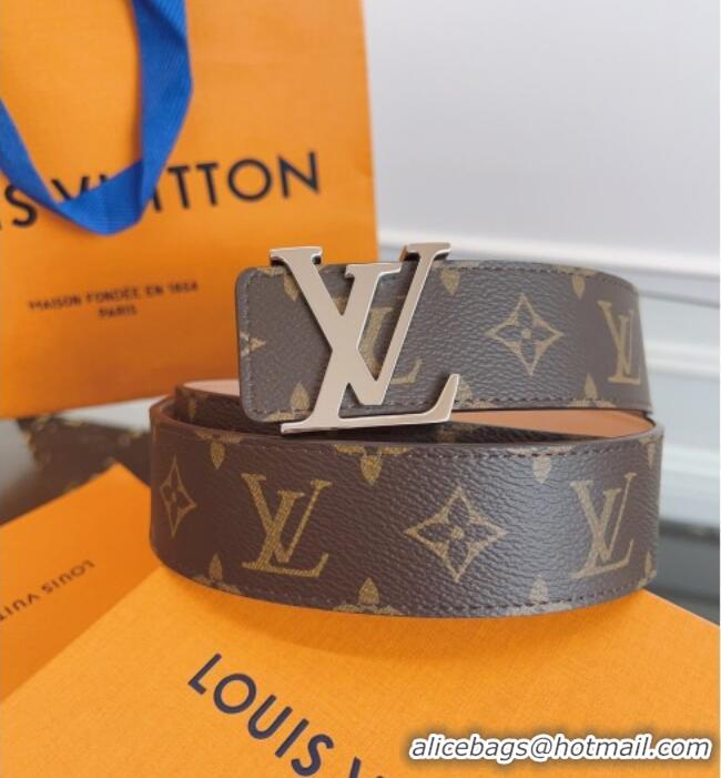 Well Crafted Louis Vuitton Monogram Canvas and Suede Belt 4cm with LV Buckle LV031607 Brown/Shiny Silver 2026
