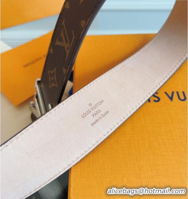 Well Crafted Louis Vuitton Monogram Canvas and Suede Belt 4cm with LV Buckle LV031607 Brown/Shiny Silver 2026