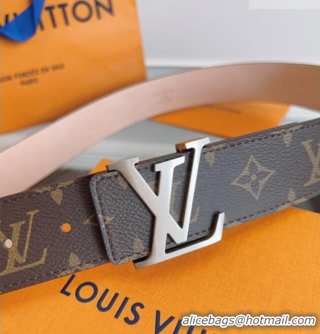 Original Cheap Louis Vuitton Monogram Canvas and Suede Belt 4cm with LV Buckle LV031607 Brown/Aged Silver 2026
