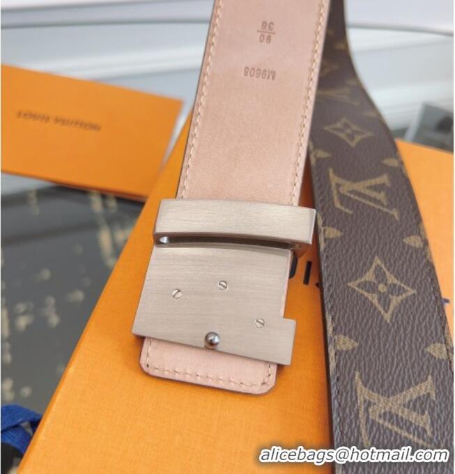 Original Cheap Louis Vuitton Monogram Canvas and Suede Belt 4cm with LV Buckle LV031607 Brown/Aged Silver 2026