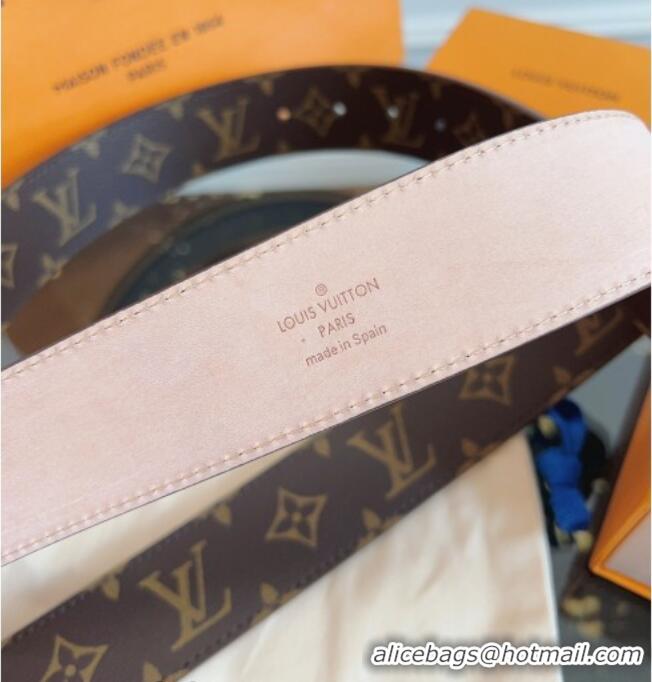 Original Cheap Louis Vuitton Monogram Canvas and Suede Belt 4cm with LV Buckle LV031607 Brown/Aged Silver 2026