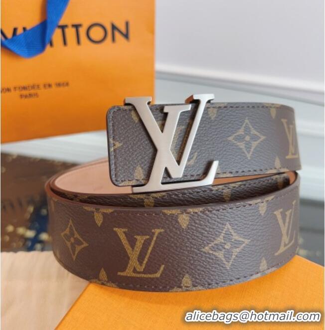 Original Cheap Louis Vuitton Monogram Canvas and Suede Belt 4cm with LV Buckle LV031607 Brown/Aged Silver 2026