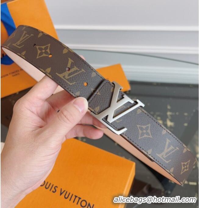 Original Cheap Louis Vuitton Monogram Canvas and Suede Belt 4cm with LV Buckle LV031607 Brown/Aged Silver 2026
