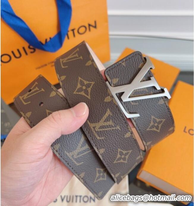 Original Cheap Louis Vuitton Monogram Canvas and Suede Belt 4cm with LV Buckle LV031607 Brown/Aged Silver 2026
