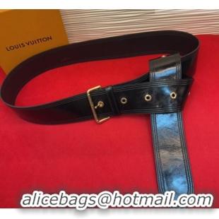 Best Price Louis Vuitton Trench Waist Belt 6.5cm in Shiny Leather LV031702 Black/Gold 2026