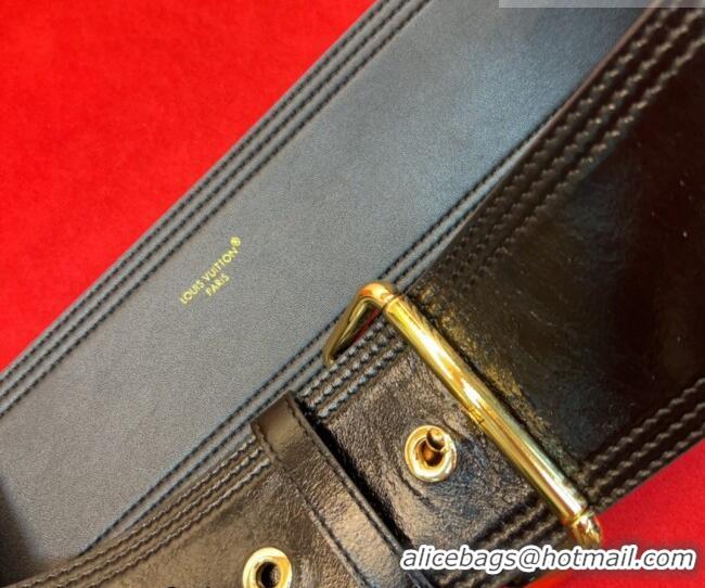 Best Price Louis Vuitton Trench Waist Belt 6.5cm in Shiny Leather LV031702 Black/Gold 2026