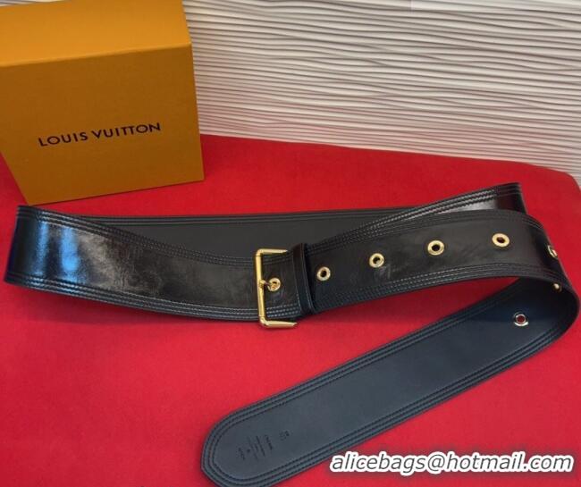 Best Price Louis Vuitton Trench Waist Belt 6.5cm in Shiny Leather LV031702 Black/Gold 2026