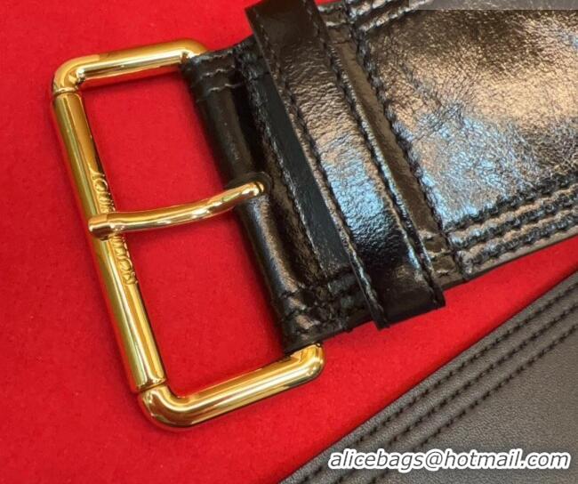 Best Price Louis Vuitton Trench Waist Belt 6.5cm in Shiny Leather LV031702 Black/Gold 2026