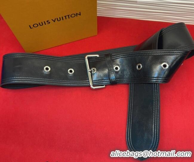 Best Price Louis Vuitton Trench Waist Belt 6.5cm in Shiny Leather LV031702 Black/Silver 2026