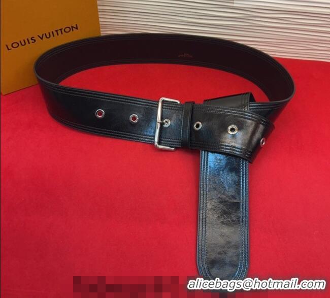 Best Price Louis Vuitton Trench Waist Belt 6.5cm in Shiny Leather LV031702 Black/Silver 2026