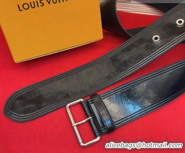 Best Price Louis Vuitton Trench Waist Belt 6.5cm in Shiny Leather LV031702 Black/Silver 2026