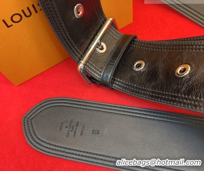 Best Price Louis Vuitton Trench Waist Belt 6.5cm in Shiny Leather LV031702 Black/Silver 2026