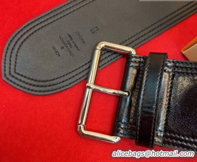 Best Price Louis Vuitton Trench Waist Belt 6.5cm in Shiny Leather LV031702 Black/Silver 2026