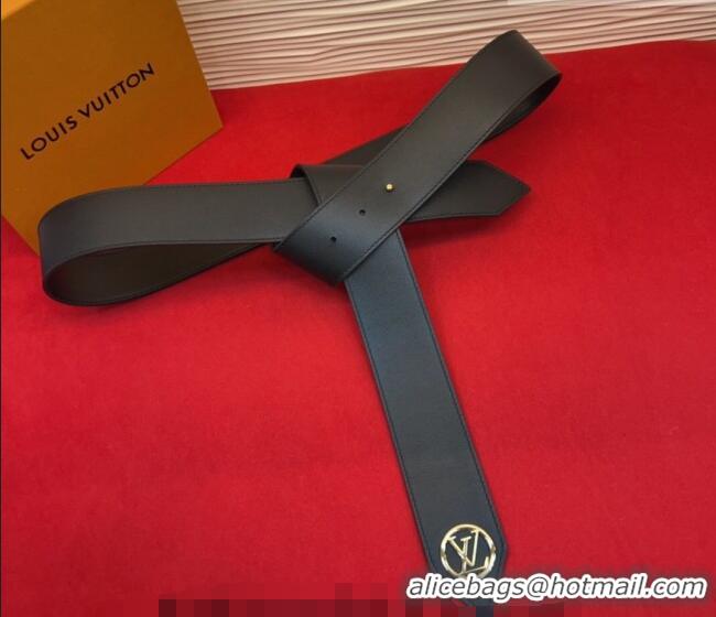 Good Quality Louis Vuitton Tie The Knot Waist Belt 4.5cm in Cafskin Leather LV031703 Black 2026