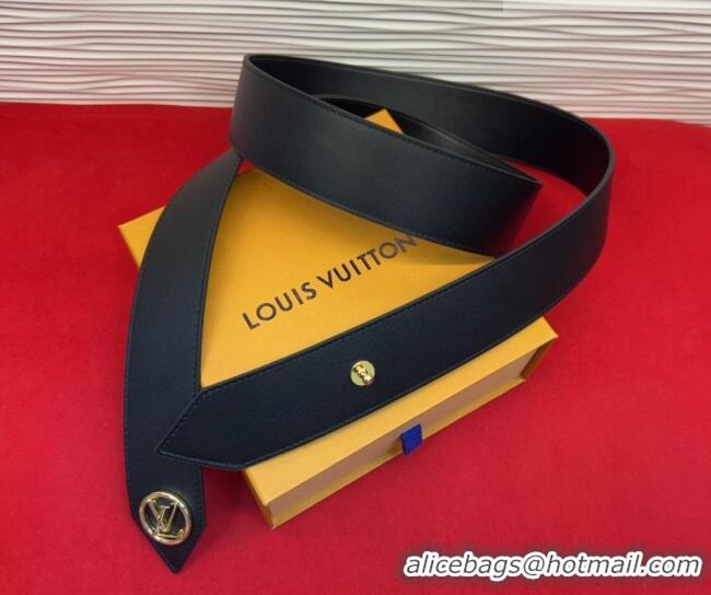 Good Quality Louis Vuitton Tie The Knot Waist Belt 4.5cm in Cafskin Leather LV031703 Black 2026