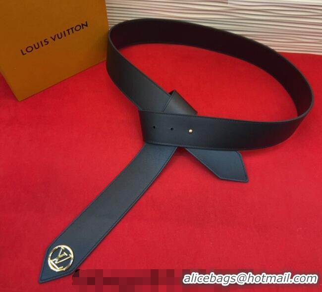 Good Quality Louis Vuitton Tie The Knot Waist Belt 4.5cm in Cafskin Leather LV031703 Black 2026