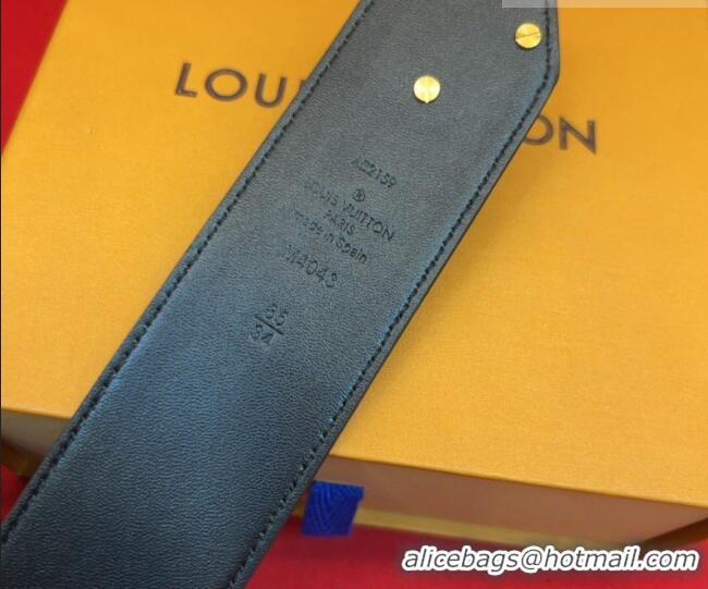 Good Quality Louis Vuitton Tie The Knot Waist Belt 4.5cm in Cafskin Leather LV031703 Black 2026