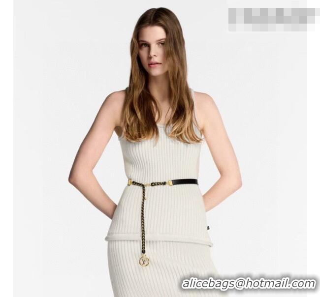 Best Product Louis Vuitton Black Leather and Chain Waist Belt 2cm LV031704 2026