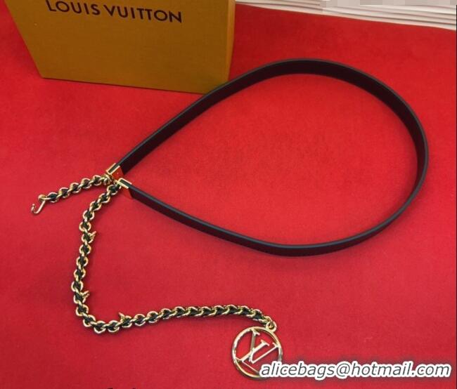 Best Product Louis Vuitton Black Leather and Chain Waist Belt 2cm LV031704 2026