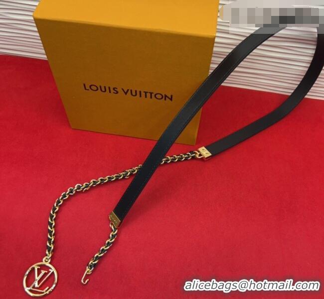 Best Product Louis Vuitton Black Leather and Chain Waist Belt 2cm LV031704 2026