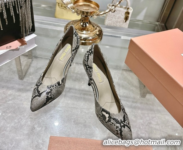 Top Grade Miu Miu Snakeskin Embossed Leather Pumps 7.5cm 5I546E Grey