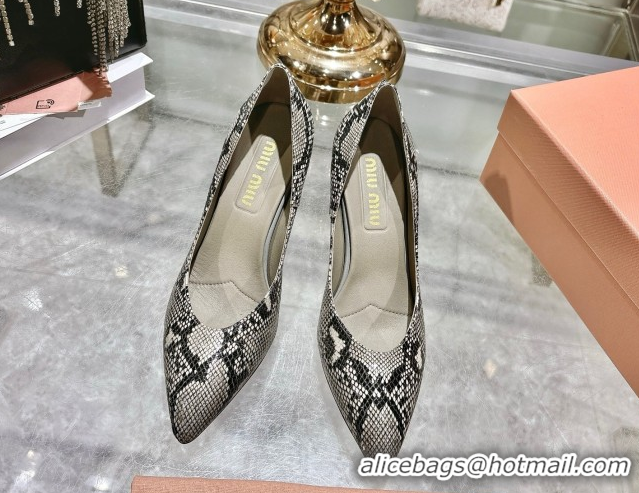 Top Grade Miu Miu Snakeskin Embossed Leather Pumps 7.5cm 5I546E Grey