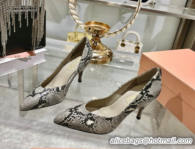 Top Grade Miu Miu Snakeskin Embossed Leather Pumps 7.5cm 5I546E Grey