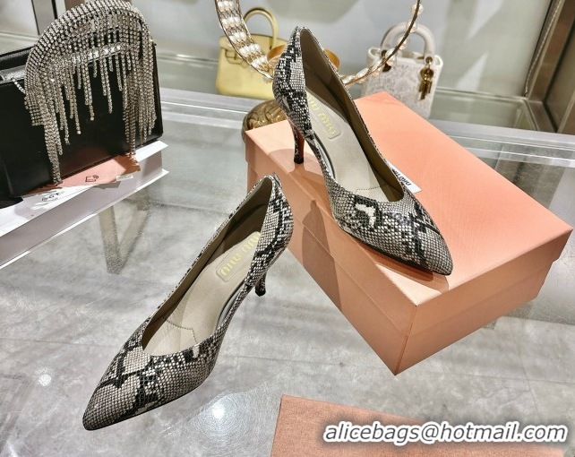 Top Grade Miu Miu Snakeskin Embossed Leather Pumps 7.5cm 5I546E Grey