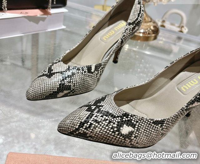 Top Grade Miu Miu Snakeskin Embossed Leather Pumps 7.5cm 5I546E Grey