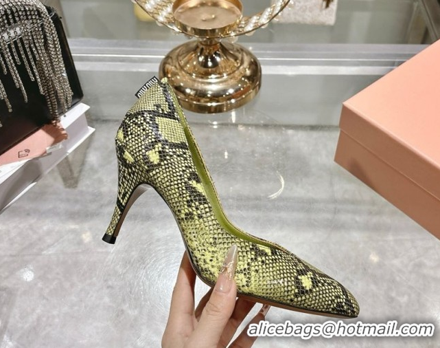 Purchase Miu Miu Snakeskin Embossed Leather Pumps 7.5cm 5I546E Green