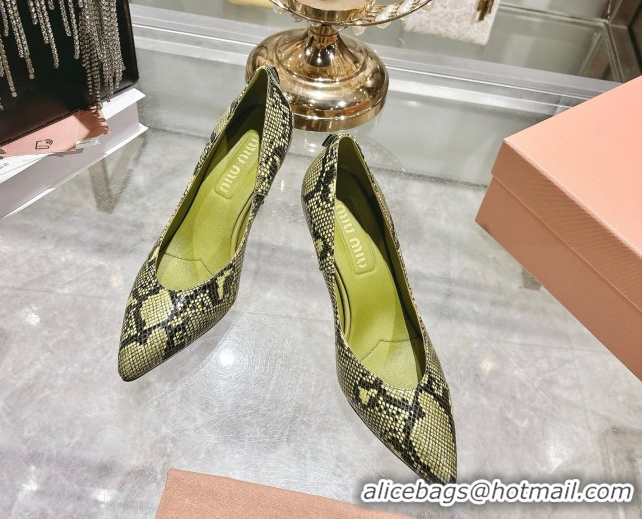 Purchase Miu Miu Snakeskin Embossed Leather Pumps 7.5cm 5I546E Green