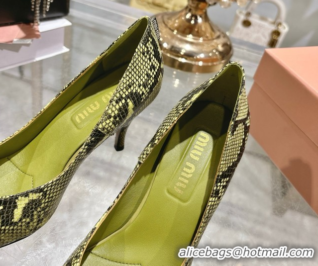 Purchase Miu Miu Snakeskin Embossed Leather Pumps 7.5cm 5I546E Green