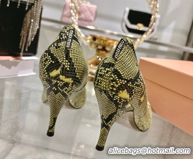 Purchase Miu Miu Snakeskin Embossed Leather Pumps 7.5cm 5I546E Green