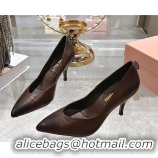 Good Quality Miu Miu Calf Leather Pumps 7.5cm 5I546E Dark Brown 2026
